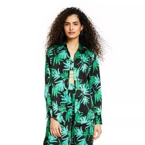 NWT Feathered Palm Print Long Sleeve Button Down Shirt - Fe Noel x Target